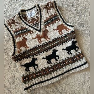 Kitestrings Hartstrings Sweater Vest Vintage Boys 4T  Vintage Brown Dogs Chunky